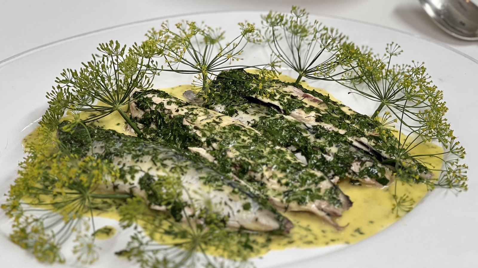 Rory's warm poached mackerel with Bretonne sauce