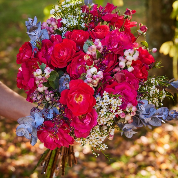 A bouquet featuring Little Sid roses 