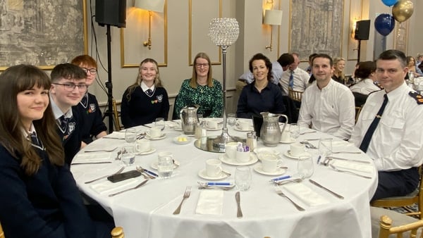 Students and staff from Mulroy College, Co Donegal, at the Garda National Youth Awards
