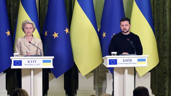 European Commission President Ursula von der Leyen praised Ukraine for making headway as she visited Kyiv on Saturday