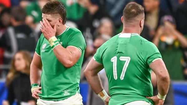 Joe McCarthy (l) after Ireland's loss to New Zealand