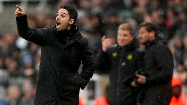 Mikel Arteta on the sideline at Newcastle
