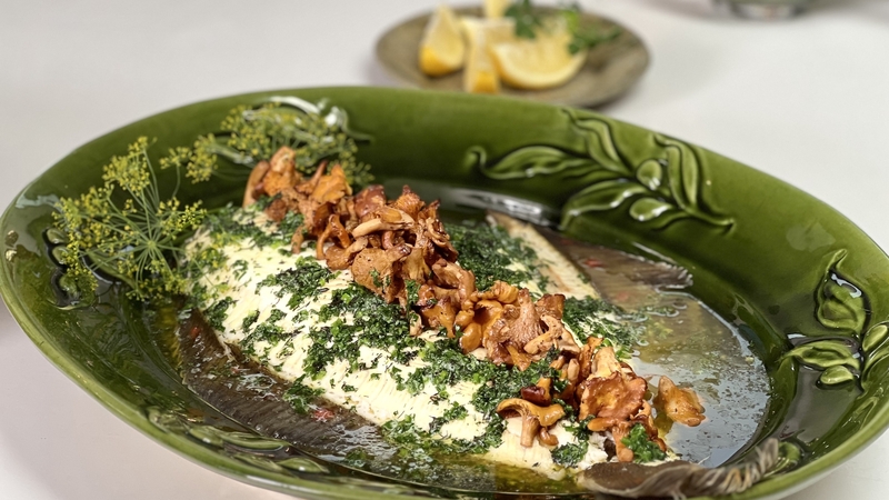 Rory's baked plaice with chanterelles