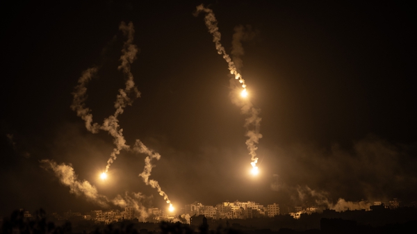 Israeli airstrikes on Gaza, is seen from Sderot city