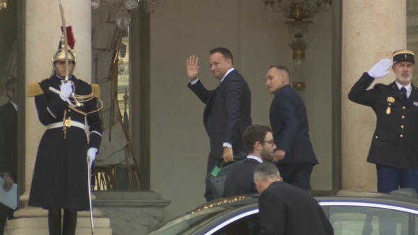 Taoiseach Leo Varadkar arriving at the Elysee Palace in Paris