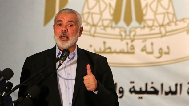 Ismail Haniyeh, the leader of Hamas, pictured speaking in 2019