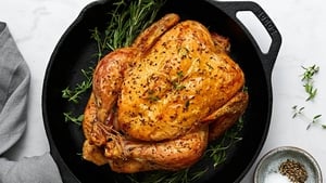 Fragrant Roast Chicken with Sausage Stuffing