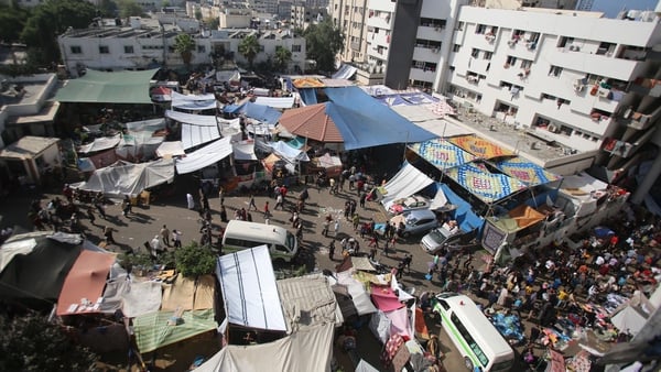 An aerial view shows the compound of Al-Shifa hospital in Gaza