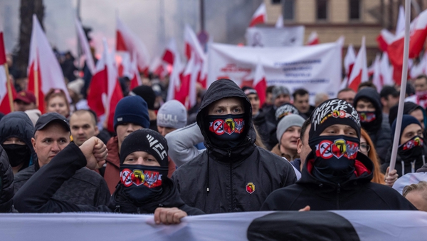 A large police present was visible at key intersections of the Polish capital