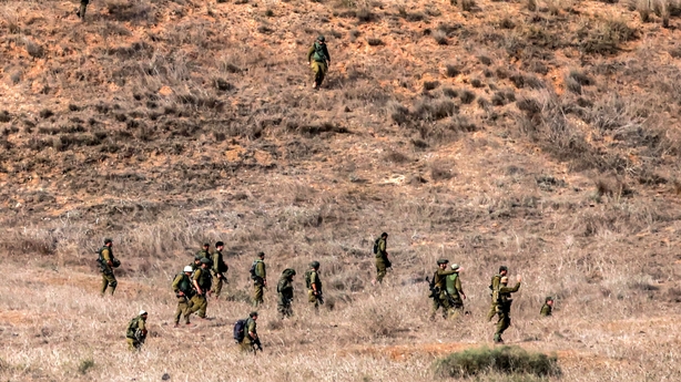 Israeli army soldiers search for human remains in Gaza