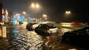 Cars were caught by significant flooding in Galway, this morning