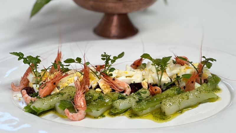 Rory O'Connell's leek vinaigrette mimosa