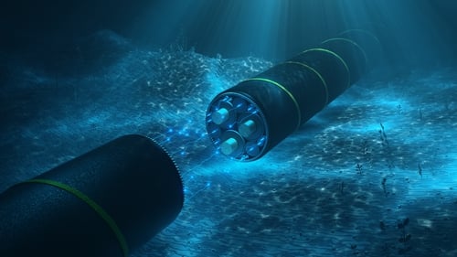 A model of an internet cable that is laid along the seabed to transmit high-voltage electricity and internet (File photo)