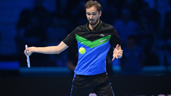 Daniil Medvedev winds up for a forehand in his win over Alexander Zverev