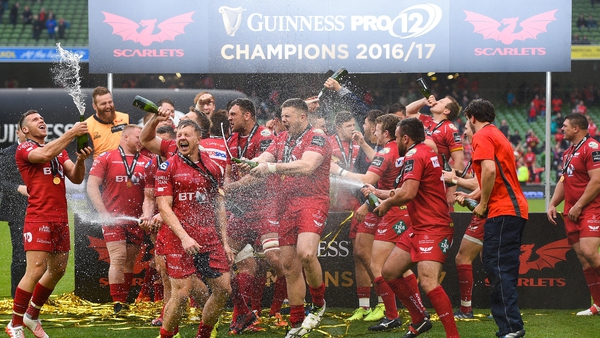 Scarlets celebrate their 2017 Pro12 victory