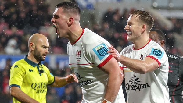 James Hume celebrates scoring Ulster's first try in their win over the Lions