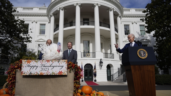 Liberty the turkey gave an approving gobble as Joe Biden issued the presidential pardon
