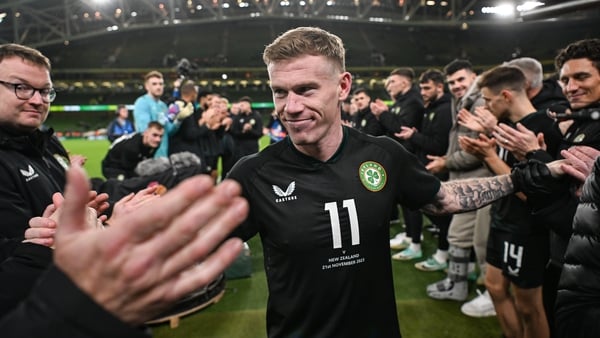 James McClean took the plaudits of his teammates as he left the field for the final time as an Ireland international