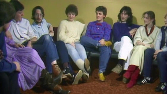 Ciana Campbell with Derry teenagers, 1983.