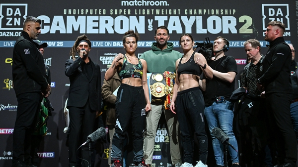 Chantelle Cameron weighed in at 139.5lbs to Katie Taylor's 139.6lbs at The Helix, DCU on Friday