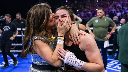 Katie Taylor celebrates with her mother Bridget