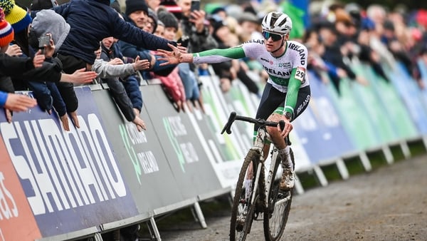 Dean Harvey crosses the finish line after the Men's Under-23 race