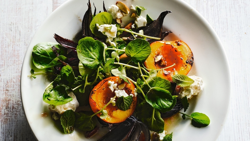 Rick Stein's roasted nectarine salad with feta