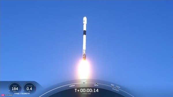 The SpaceX Falcon 9 rocket taking off in California