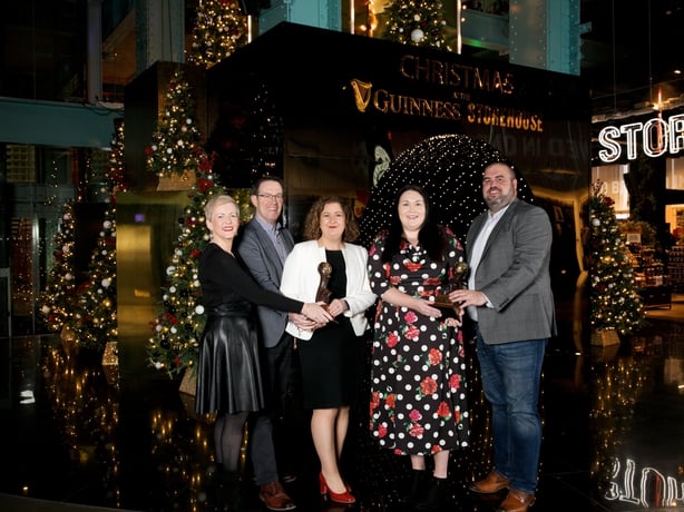 The Guinness Storehouse Leadership Team celebrate winning the World s Leading Tourist Attraction 2023 and World s Leading Beer Tour Visitor Experience as announced at the World Travel Awards