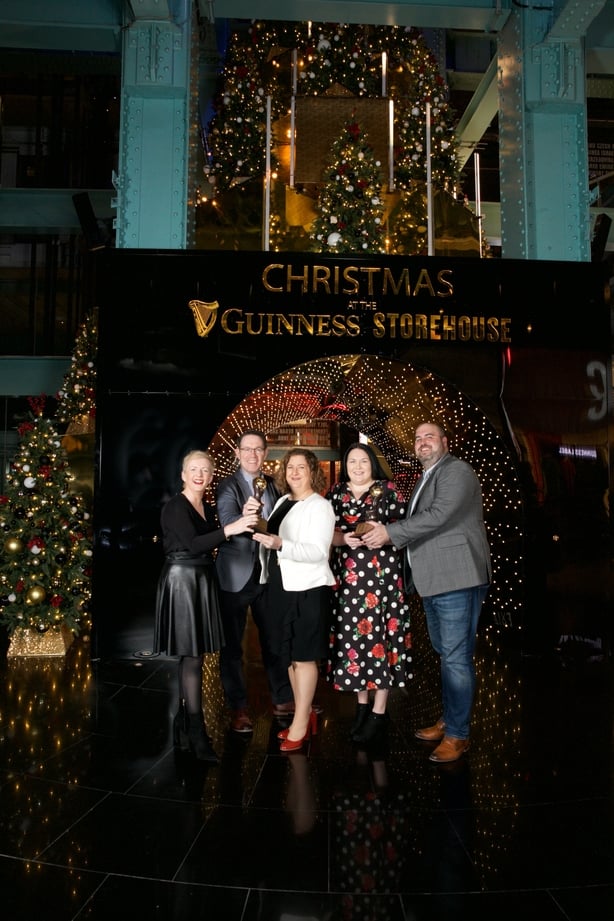 The Guinness Storehouse Leadership Team celebrate winning the World s Leading Tourist Attraction 2023 and World s Leading Beer Tour Visitor Experience as announced at the World Travel Awards