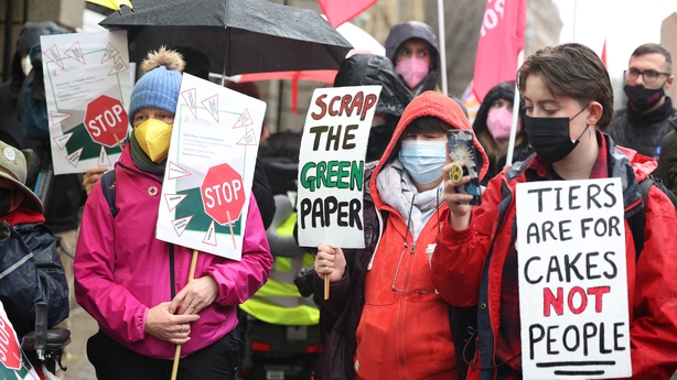 Protesters outside Leinster House today