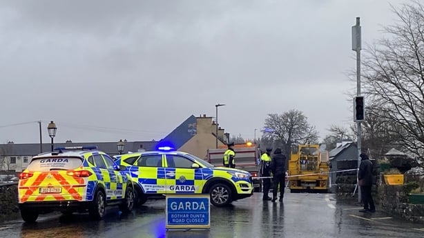 Gardaí at the scene in Leitrim Village this afternoon