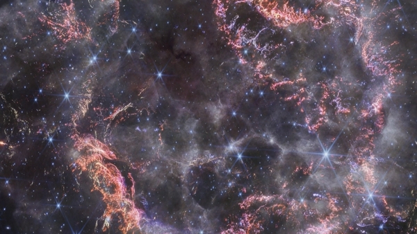 The telescope's NIRCam (Near-Infrared Camera) shows intricate details of the remnants of the exploded star