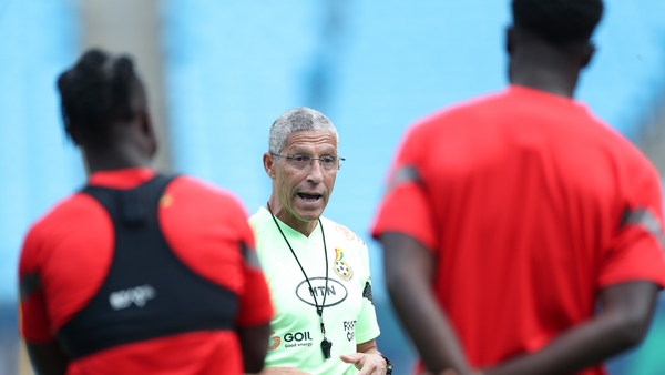 Chris Hughton put his point across during a recent training session with Ghana
