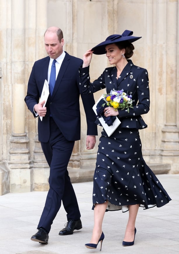 The Prince and Princess of Wales as they depart after attending the annual Commonwealth Day Service at Westminster Abbey in London