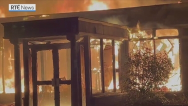 Footage of fire in Galway hotel due to house 70 asylum seekers