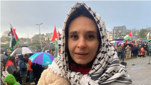 Róisín El Cherif at the vigil in Galway today