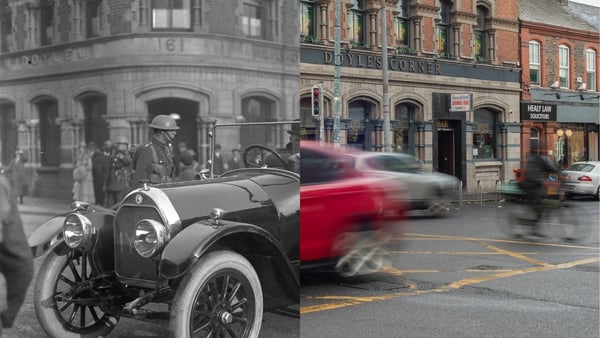 Image of Doyle's corner then and now