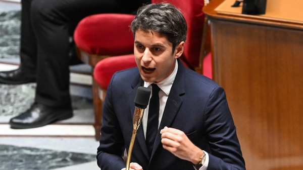 Gabriel Attal pictured during a session of questions to the government at The National Assembly in Paris in December