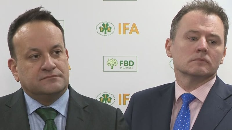 Taoiseach Leo Varadkar addresses the press alongside Minister for Agriculture Charlie McConalogue