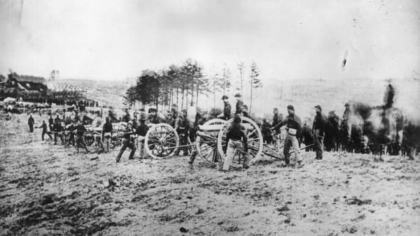 First photo of the Union artillery battery in action during the American Civil War. Photo: Mathew B Brady/Getty Images