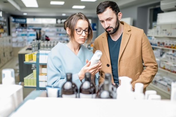 Couple in the pharmacy store