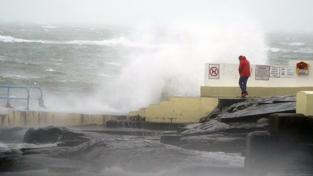 High waves attract onlookers in Salthill, Galway