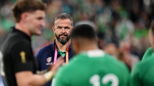 Andy Farrell looks on in the aftermath of Ireland's defeat to New Zealand