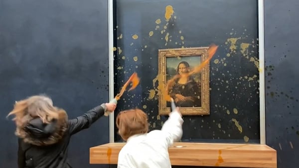 The painting is protected by glass, so was not damaged