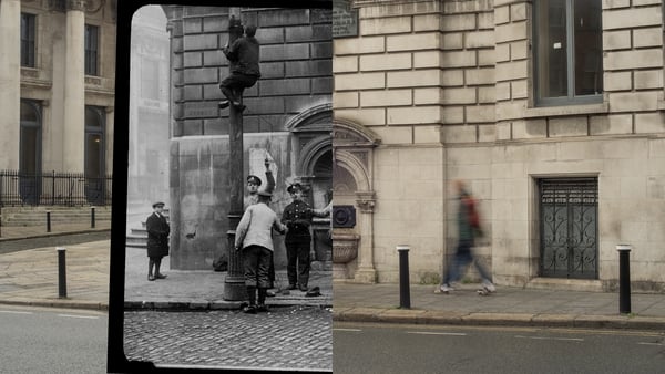 Ireland then and now: barbed wire at Dublin's City Hall