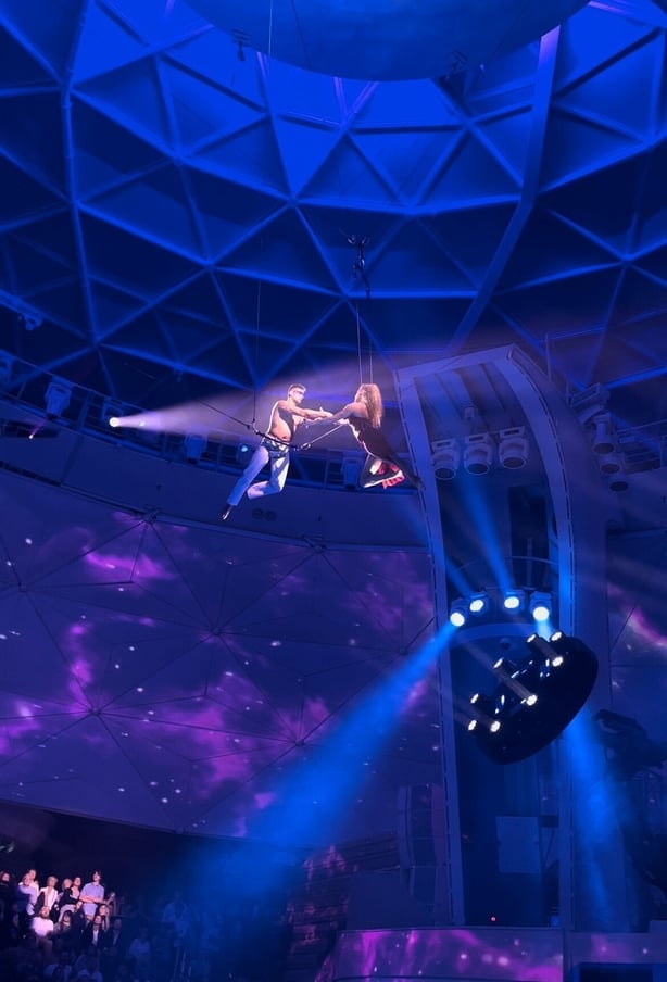 Icon of the Seas has state of the art technology to bring spectacular performances to the AquaDome with high divers and synchronised swimmers (PA)