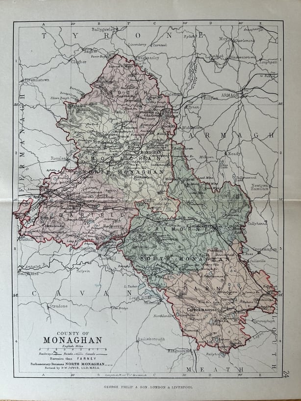 A  Victorian map of County Monaghan 