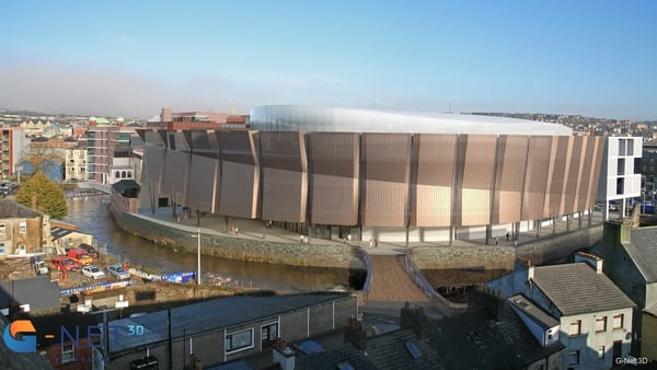 An artists' impression of the proposed Cork Event Centre. Credit: G-NET 3D