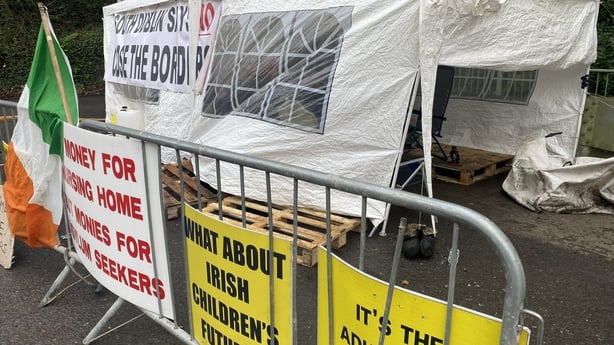 Protest signs outside St Brigid's Nursing Home in Brittas